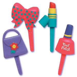 Little Girl Glamour Cupcake Picks Cake Toppers Decorations 12ct Purse