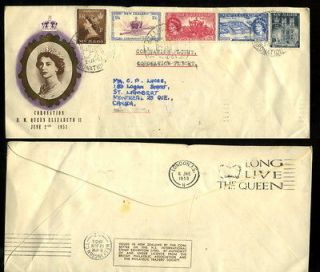 NEW ZEALAND 1953 coronation airmail ffc to Canada horse