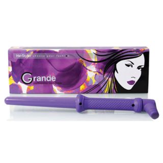 purple grande curls wand curling iron 18 22 mm pro no clip w/glove