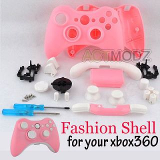 Pink Shell and White Buttons For Xbox 360 Custom Controller with Tools