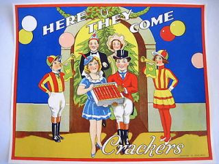30 40s Art Deco English Xmas Label for Crackers Poppers w/ Toys