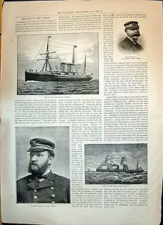 Antique Print of 1893 Cunard Steam Ship Umbria Tomlinson Engineer