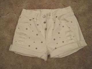 Womens Levis 501 WHITE denim cut off shorts size 28 frayed ripped High