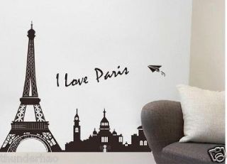 Paris Eiffel Tower Art Home Wall Sticker Mural Vinyl Decal decor