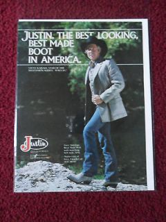 Ad JUSTIN Western Cowboy Boots ~ STEVE KANALY from DALLAS TV SHOW