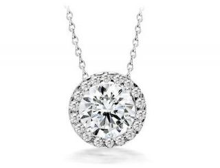 53 ct Round Cut Flawless CZ Halo Pendant w/chain .925 Sterling