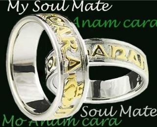 14K White Gold Silver My Soul Mate Band Wedding Ring Set celtic sz