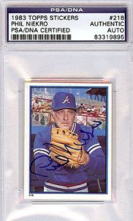 Phil Niekro Autographed Signed 1983 Topps Stickers Card PSA/DNA