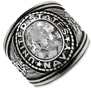 Mens Clear CZ US Marines Military Stainless Steel Ring