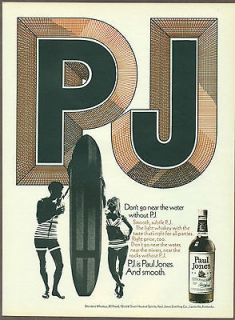 Paul Jones Whiskey 1969 magazine print ad, PJ Whisky vintage