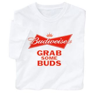 Budweiser Grab Some Buds Brand New T Shirt 5 sizes 100% Cotton Free