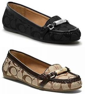NEW Coach Berdina Black Brown Khaki Women Flats Loafers Shoes Size 5 5