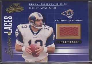 1759   KURT WARNER 2001 ABSOLUTE LEATHER & LACES #/275 GAME USED