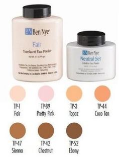 Ben Nye Professional Classic Face Powder  Super White, Chestnut, Topaz