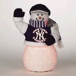 New York Yankees Fiber Optic Christmas Light Up Snowman NEW