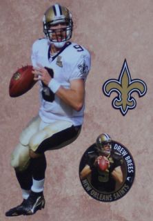 Drew Brees Mini Fathead New Orleans NFL + Saints Logo Official Wall