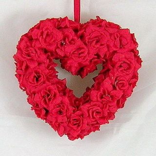 Artificial Polyester Wedding Silk Flower Red Rose Heart Decoration