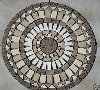 36 TROPICAL BROWN GRANITE AND MARBLE MOSAIC MEDALLION FLOOR ACCENT