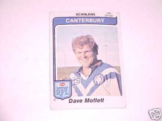 1980 Scanlens Card~Canterbur y Bulldogs~Dave Moffett #146