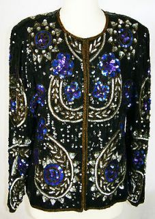 Newly listed Vintage 80s glam beaded sequin trophy jacket L blazer