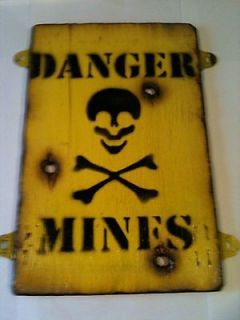 DANGER MINES Sign army WW2 signs army props cadets airsoft paintball