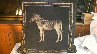 Decorative Pillow African Zebra Leaf Print Black Back 15 Square