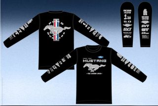 Ford Mustang Collage Mens Black Long Sleeve Shirt Licensed JH Design