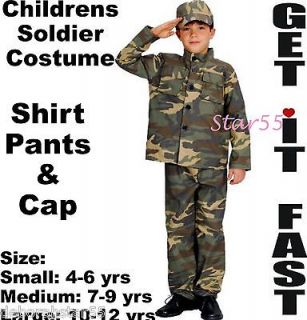 Boys 4 12 Armed Forces Army Soldier Camouflage Camo Fancy Dress