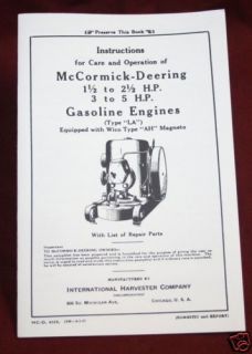 McCormick Deering International LA Gas Hit & Miss Engine Harvester
