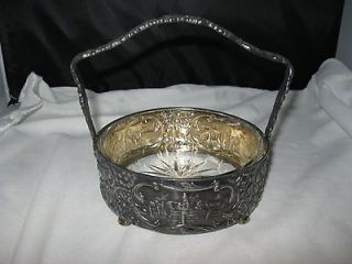 Antique Derby Silverplate Co. Handled Candy / Nut Dish with Dutch Farm