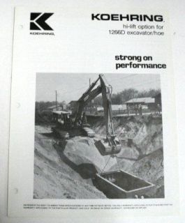 Koehring 1980 1266D Excavator / Hoe Sales Brochure