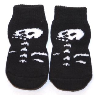 Designer Dog Pet Non Slip Socks S M L XL Black Skeleton  Puppy Cat