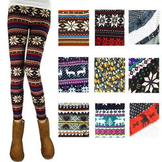 Womens Colorful Nordic Snow Knitted Leggings Tights, thicken Comfy