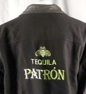 Patron Tequila Letterman Wool & Leather Jacket Large Black Embroidered