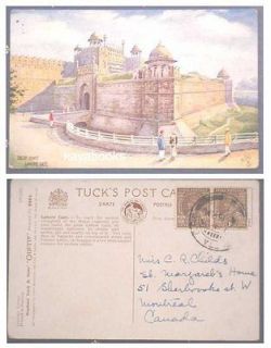 1937 PC Raphael Tuck Delhi Lahore Gate King George V 1A Brown India