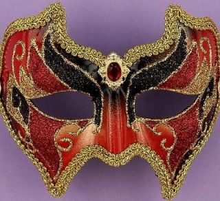 devil glitter half mask red gold black horns satan halloween costume