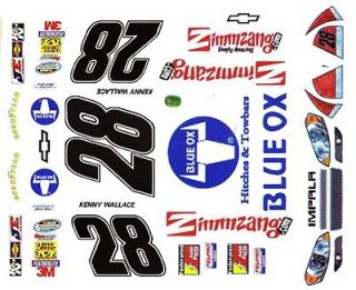 KENNY WALLACE Blue Ox Zimmzang 2011 1/64th HO Scale Waterslide Decals