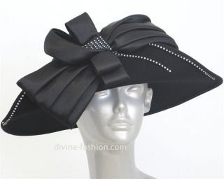 Womens Church Hat, Red hat, Wool/Satin Ribbon, Black 239
