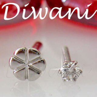 5mm Real VVS Diamond Solitaire Nose Lip Labret Stud Ring Tragus