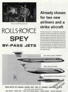 1962 Rolls Royce Spey By Pass Jet Engines Print Ad