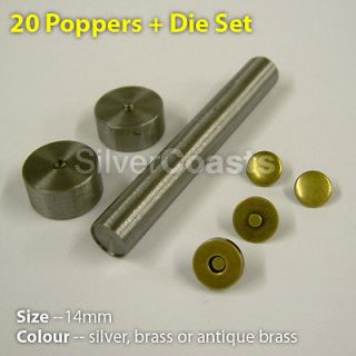 Die Set Punch Tool + 20 Magnetic Poppers Snap fastener Stud Sewing
