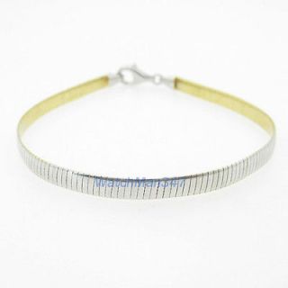 Ladies 10K Solid Two Tone Gold omega link bracelet