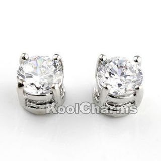 Fashion A Pair Mens Womens Clear CZ Crystal 6MM Magnetic Earrings