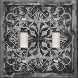 Light Switch Plate Cover   Wall Decor   Tuscan Tile Pattern   Dark
