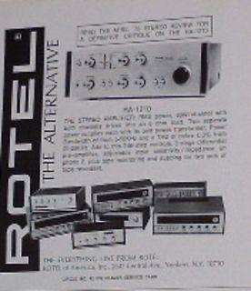 1972 Rotel RA 1210 amplifier the alternative print Ad
