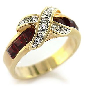 2ctw Siam Lab Created Diamond RUBY Channel Set X Ring 14K YELLOW GOLD