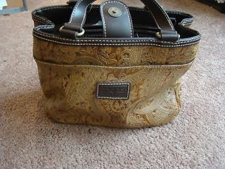 RELIC Medium Brown Tooled Floral Design Faux Leather Satchel Tote