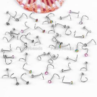 60PCS Mix Plastic Nose Studs Screw Twist Ring Bone Bar Pin Body