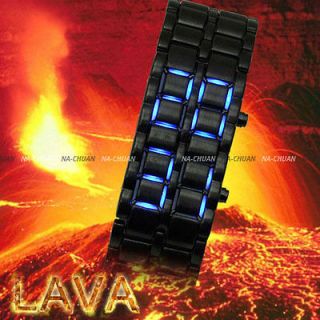 New Lava Iron Blue LED Fashion Sport Digital Bracelet Mens Lady Women