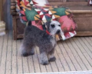 SCHNAUZER Dog Furred ooak 112 miniature by Soraya Merino